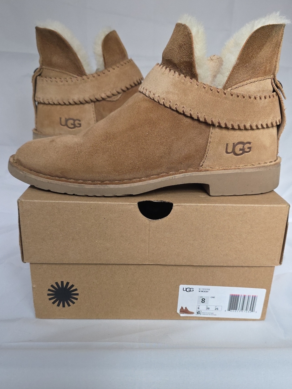 UGG Women's McKay Chestnut Suede Shearling Ankle Boots - 8M